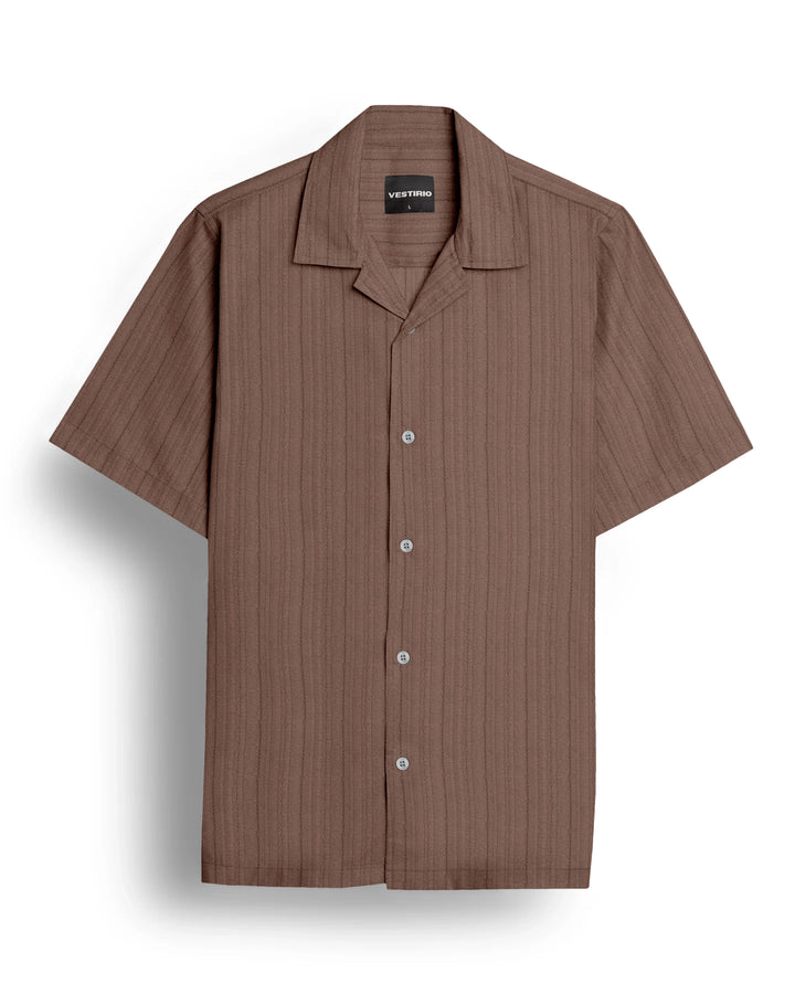 Brown popcorn half sleeve shirt