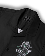 Colab dragon back printed camp collar shirt for men