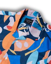 Abstract print blue  half sleeve shirt for men