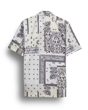 Patchwork design white half sleeve shirt for men