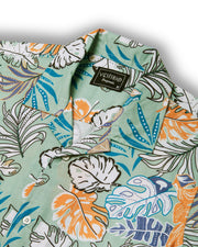 Flower print green half sleeve shirt for men