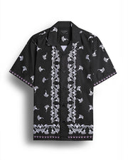 Crocodile print black half sleeve shirt for men