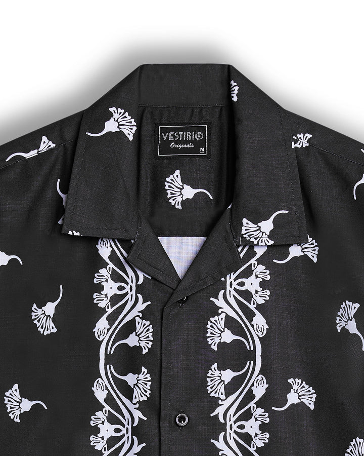 BLACK CROCODILE PRINTED SHIRT