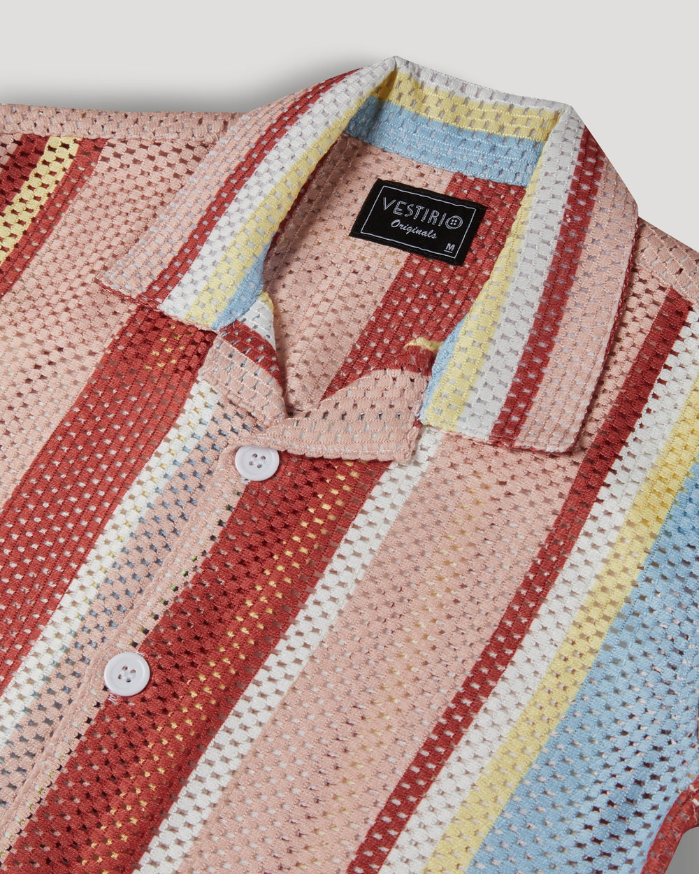 red stripe printed shirt