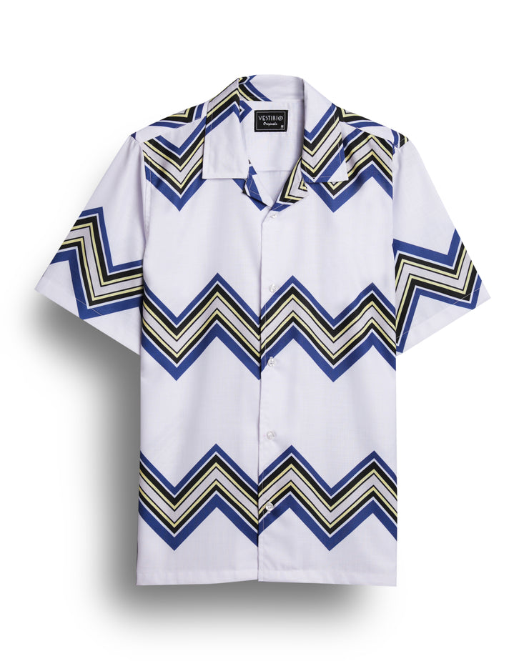 White Zig Zag Line Printed Shirt