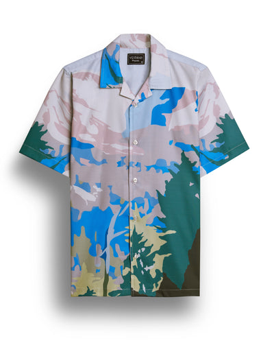 empty reference mountain printed short sleeve shirt for men