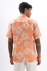 Orange flower printed shirt