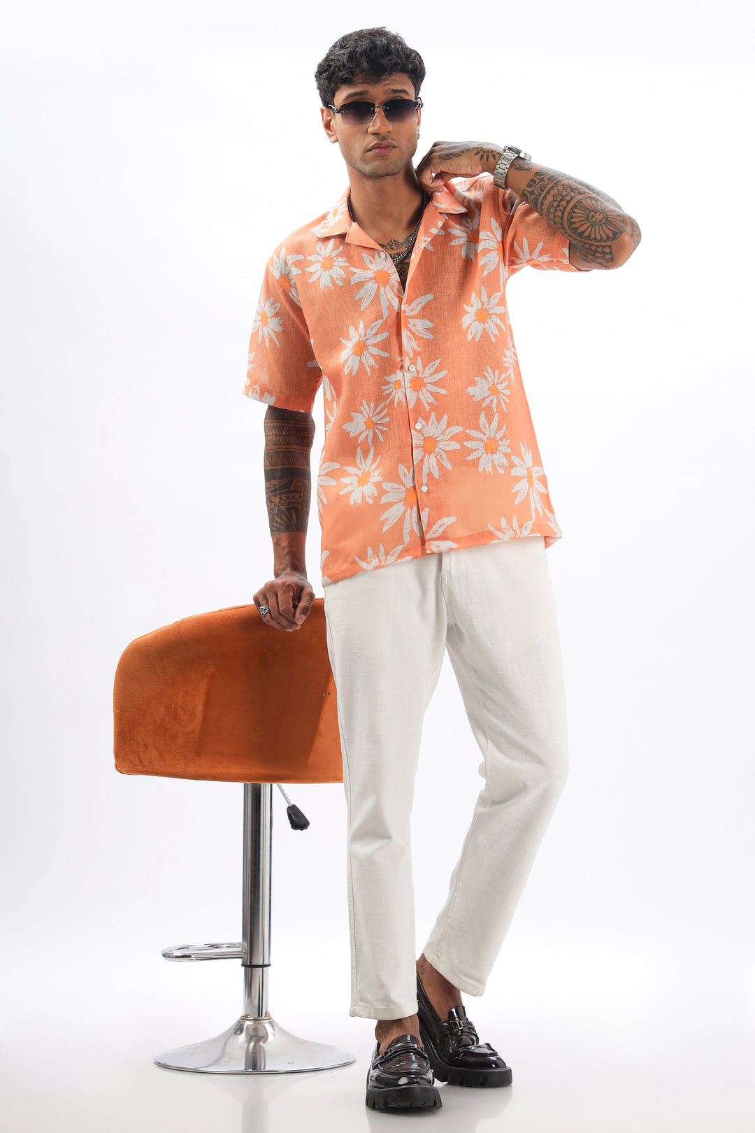 Orange  linen shirt