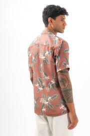 Brown floral printed shirt