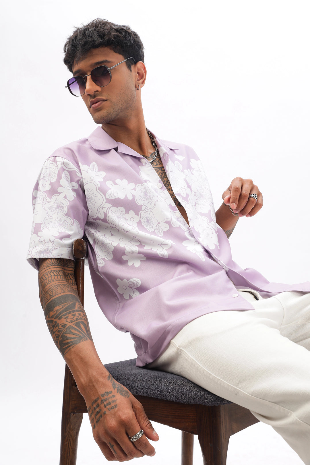 Lavender camp collar shirt