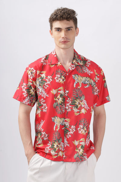 Red Floral Printed Shirt