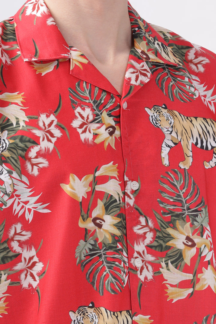 Red Floral Printed Shirt