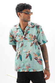 Floral printed linen shirt