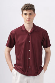 maroon textured turkish weave half sleeve shirt