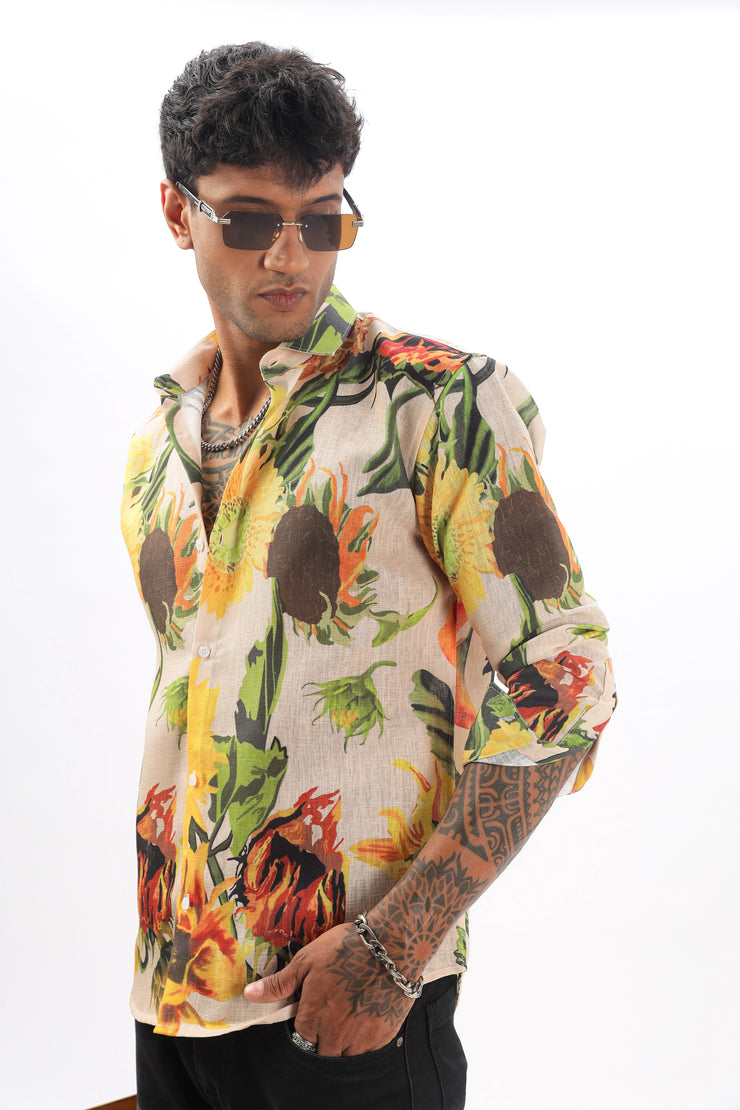  floral printed full sleeve linen shirt