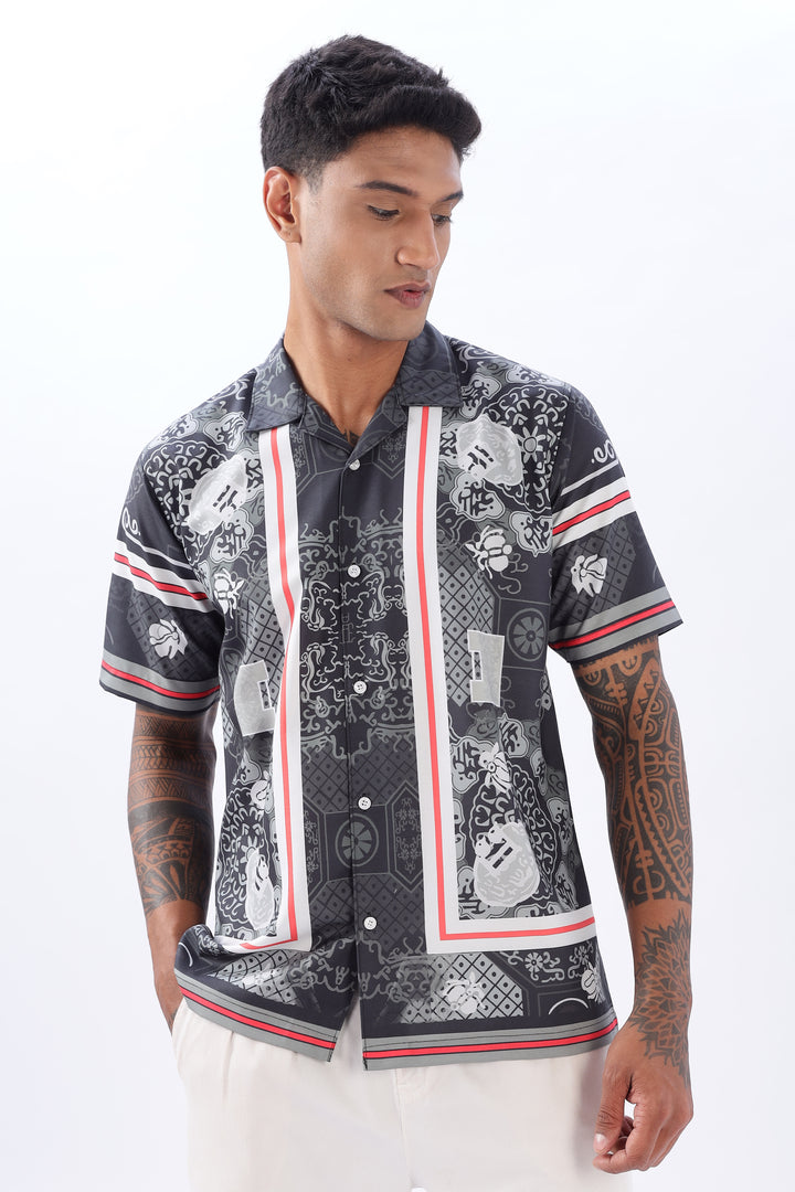 Imperial Locks printed camp collar shirt