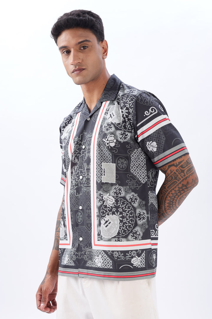 Imperial Locks printed camp collar shirt