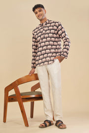 printed linen short kurta