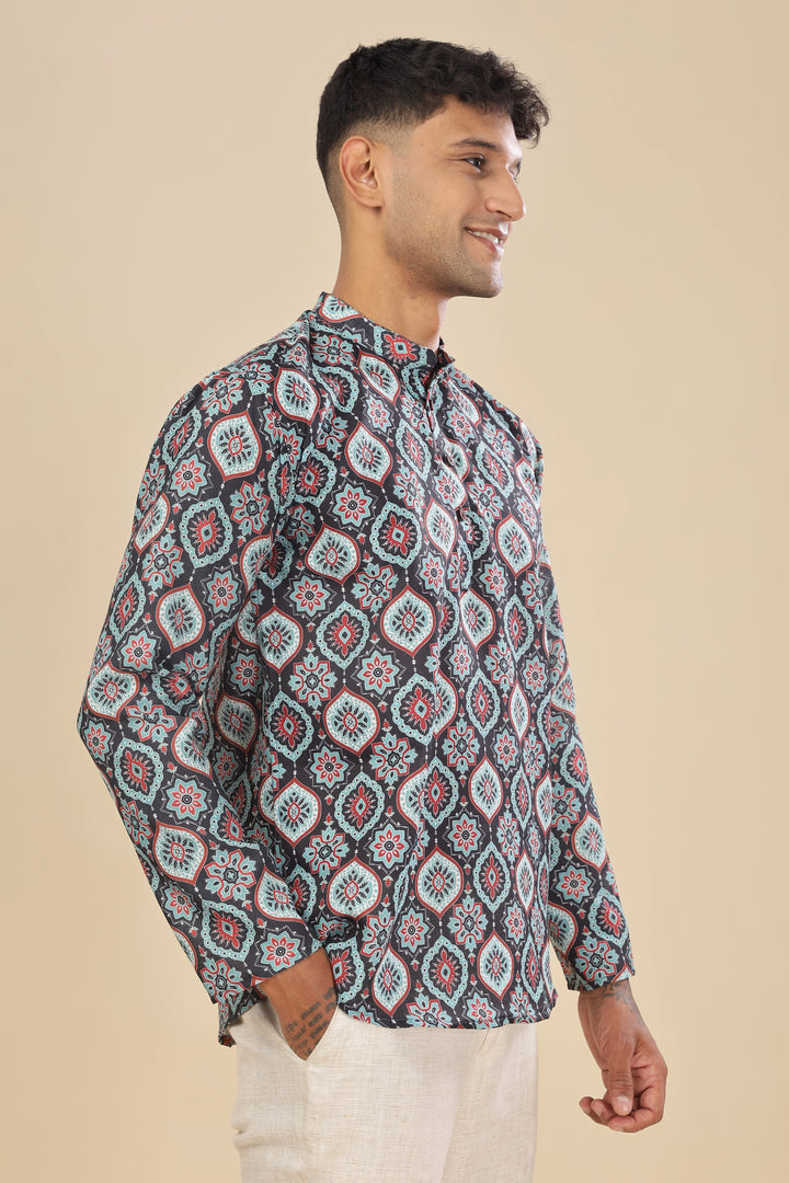  printed linen short kurta