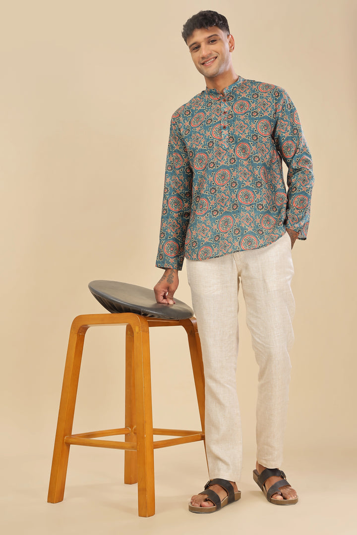  printed linen short kurta