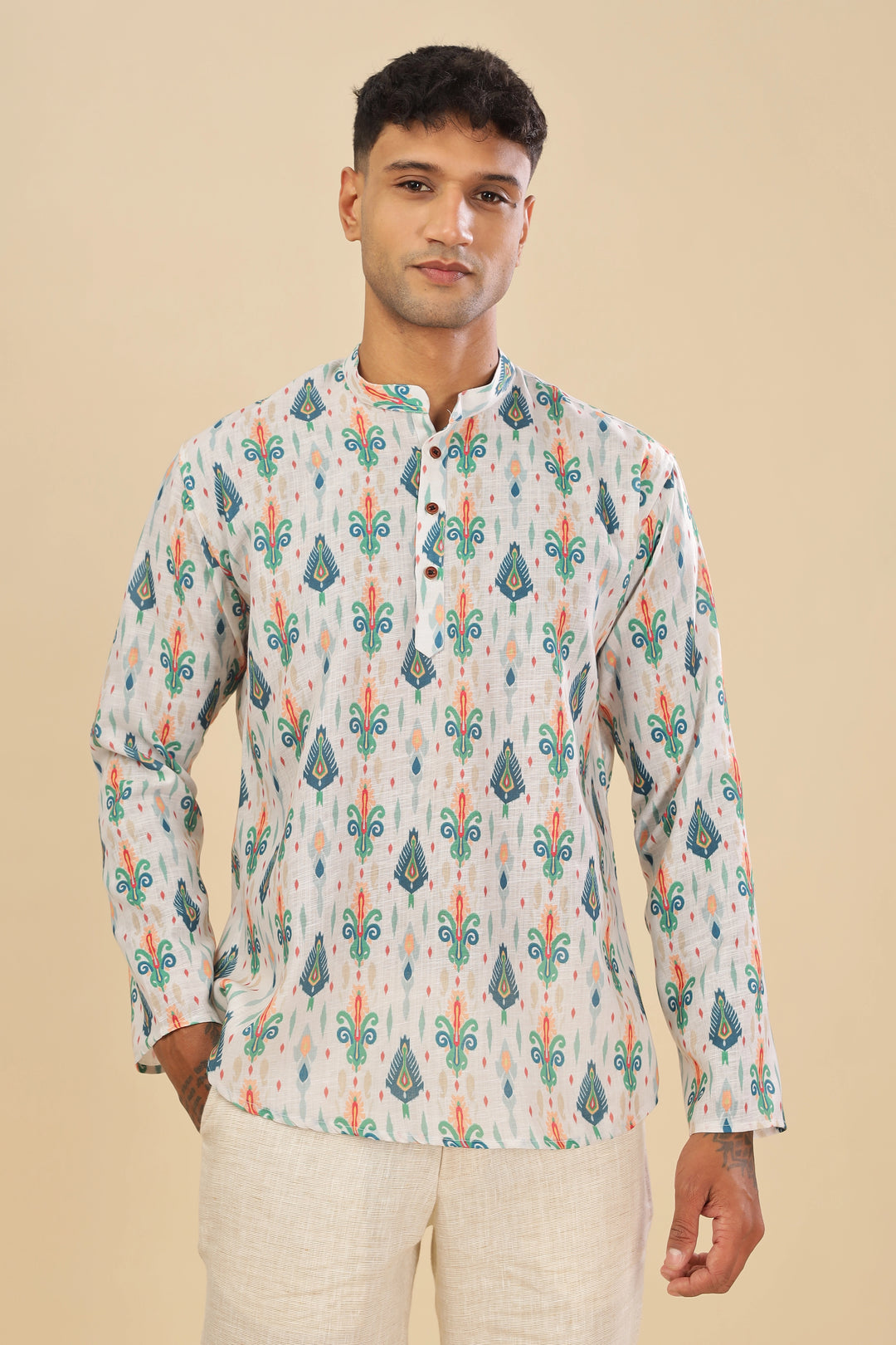 cream short kurta