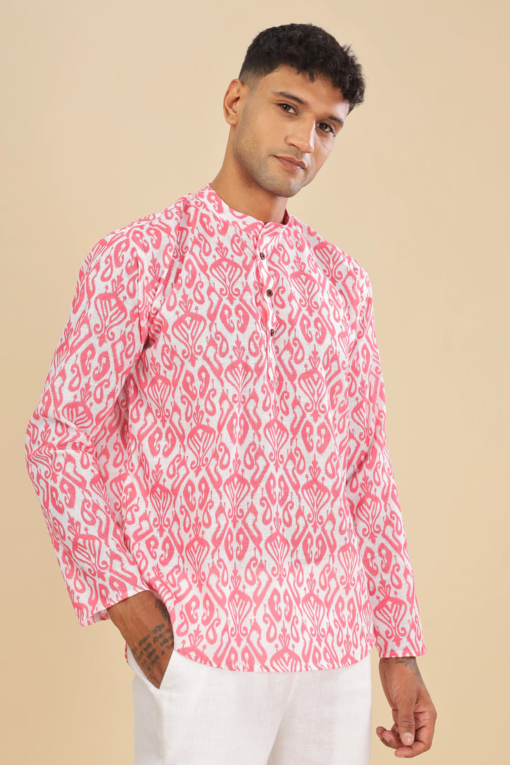 printed linen short kurta