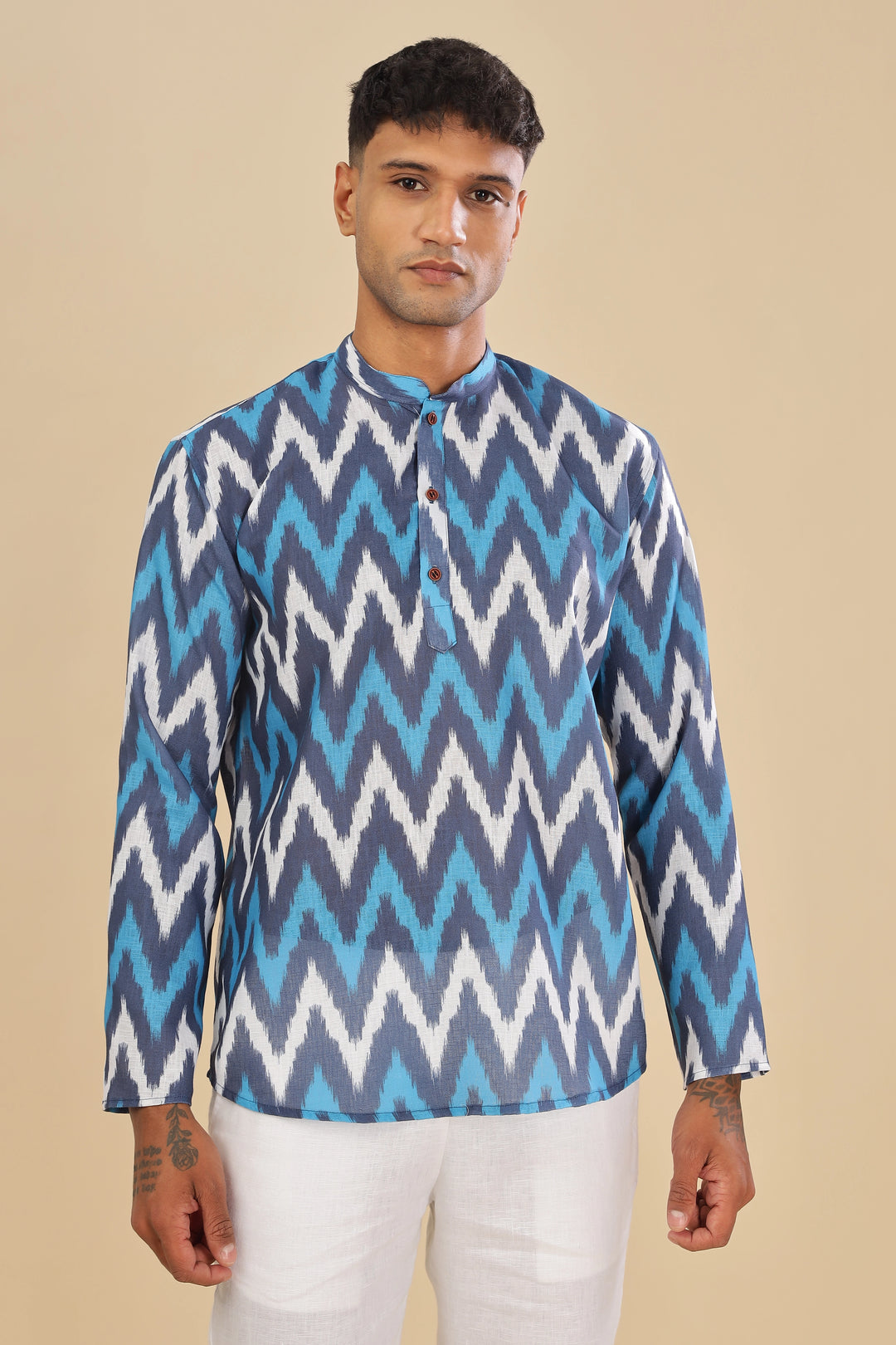  printed linen short kurta