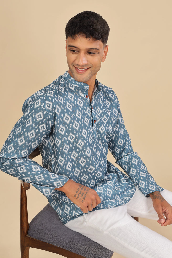 printed linen short kurta