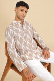 ikat printed linen short kurta