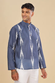 navy blue linen short kurta