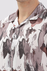 Brown abstact printed popcorn shirt