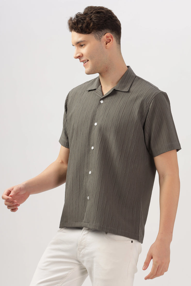 Grey popcorn half sleeve shirt