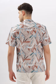 Rusted brown abstarct printed popcorn shirt