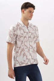 Biege marble printed popcorn shirt