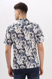 Black and blue abstract printed popcorn shirt