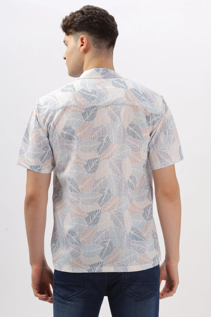 Multicolour leaf printed popcorn shirt