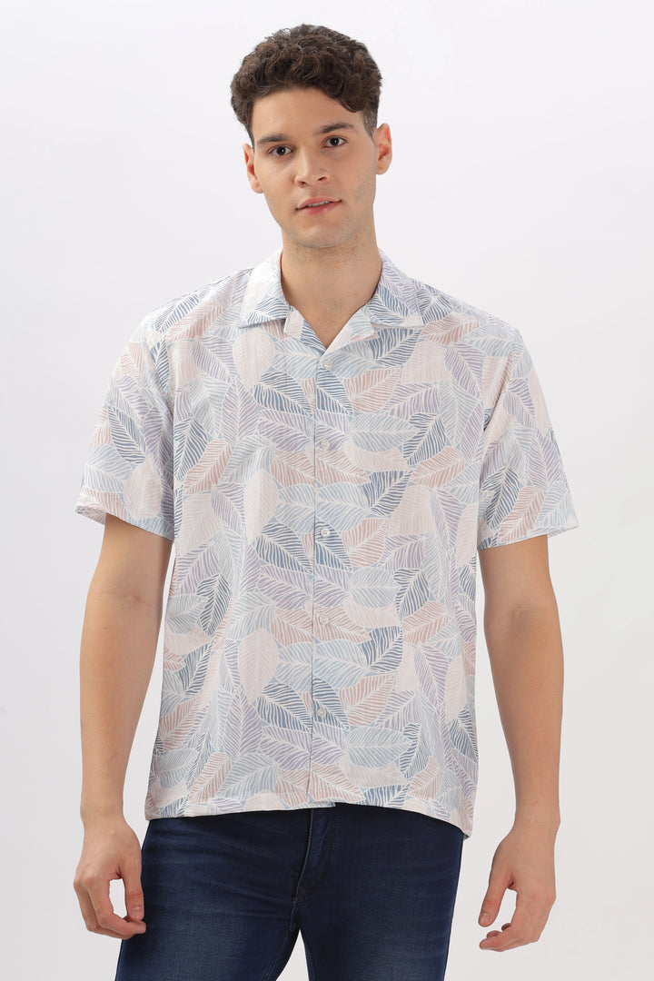  leaf printed popcorn shirt