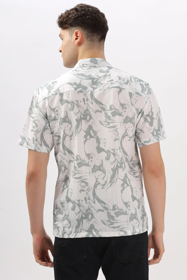 Sage marble printed popcorn shirt