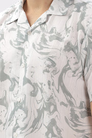 Sage marble printed popcorn shirt