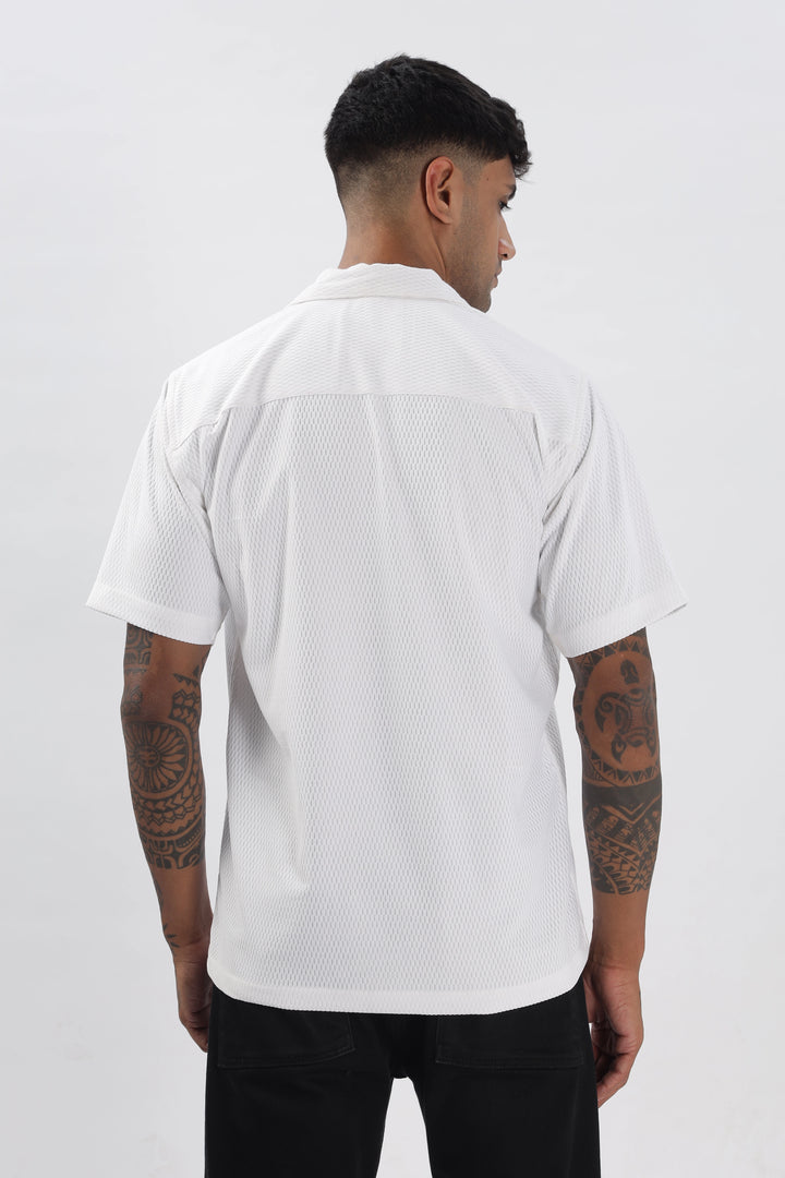 White textured half sleeve shirt