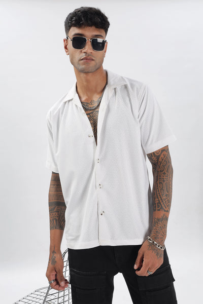 White textured half sleeve shirt