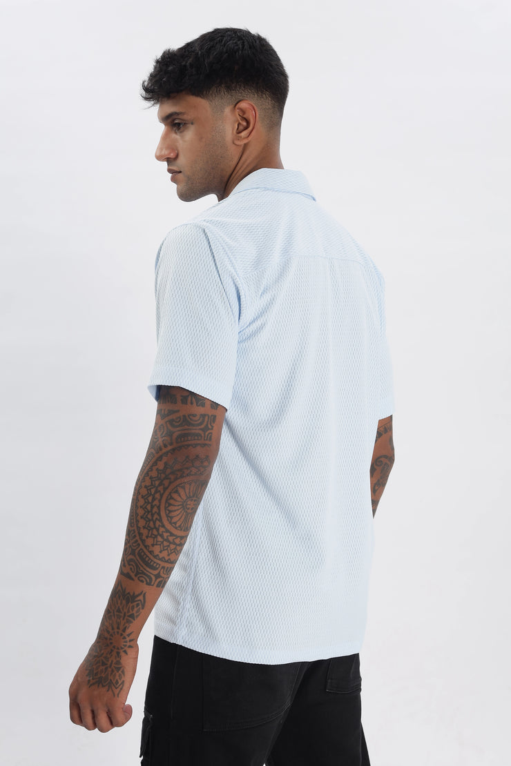 Skyblue textured half sleeve shirt