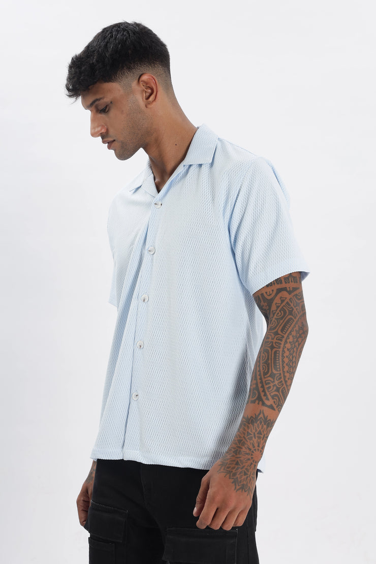 Skyblue textured half sleeve shirt