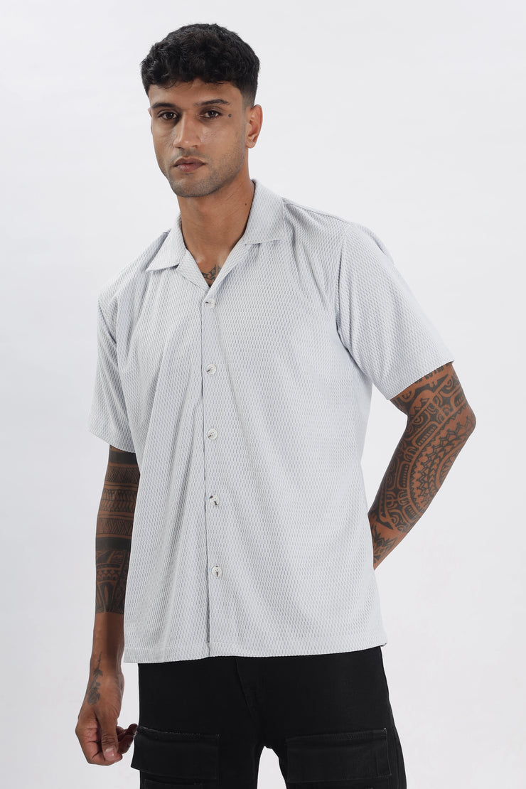 Lightgrey textured half sleeve shirt