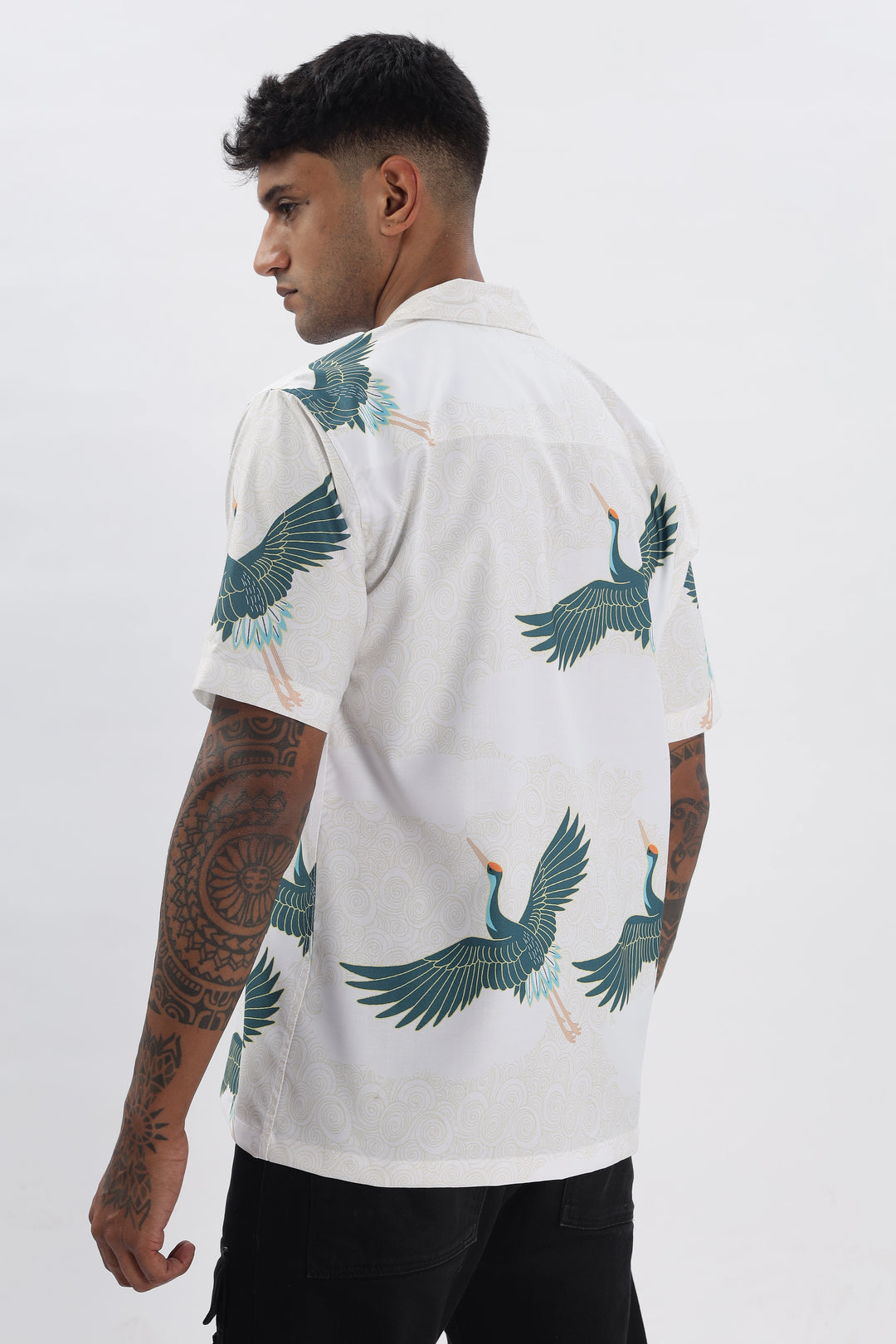 Bird printed short sleeve shirt for men