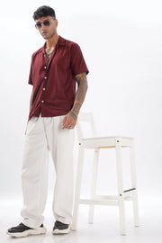 Maroon textured half sleeve shirt