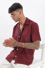 Maroon textured half sleeve shirt