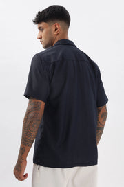 Navy textured half sleeve shirt