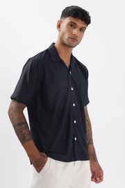 Navy textured half sleeve shirt