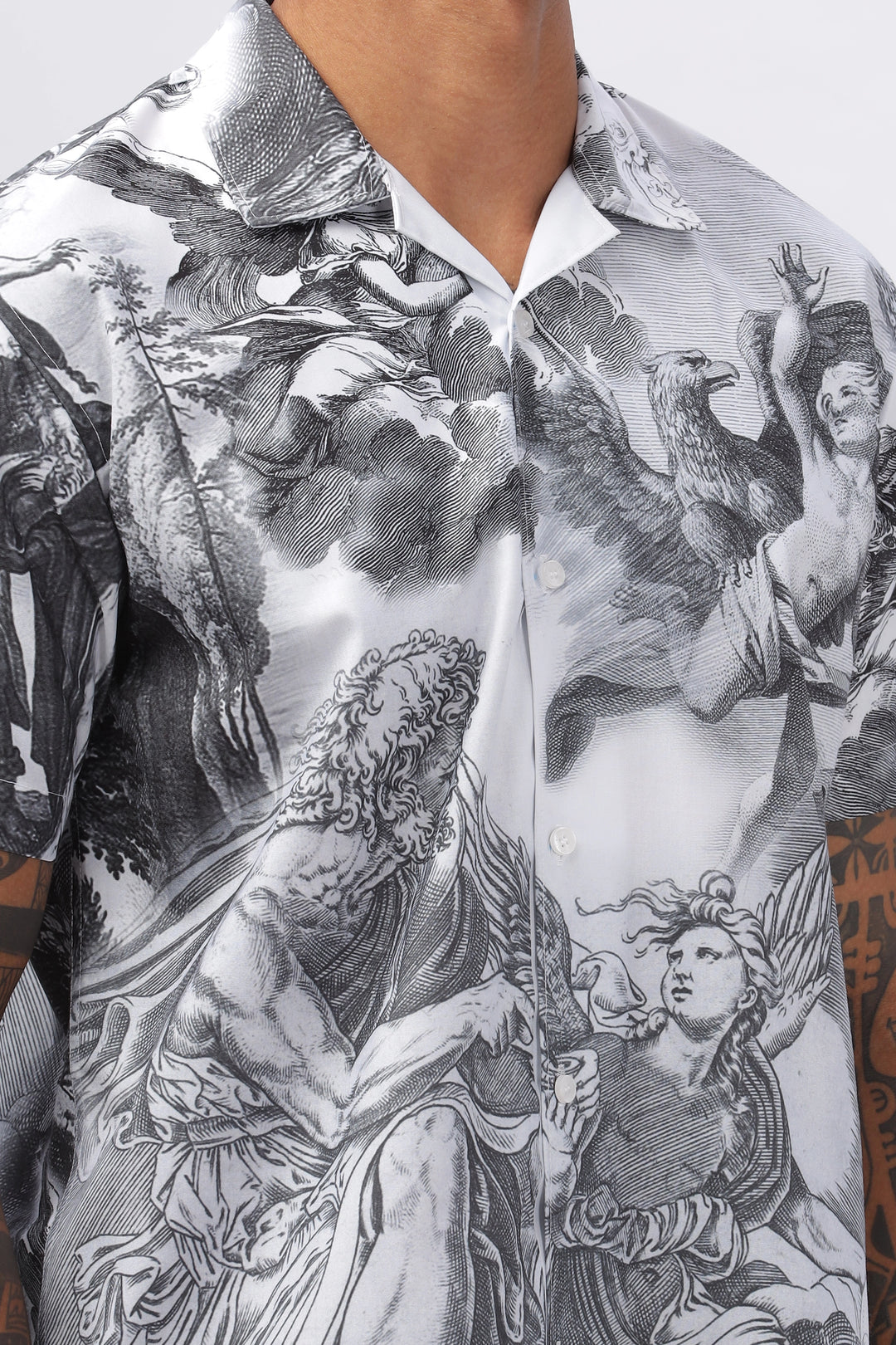 Christ birth sketch printed camp collar shirt for men